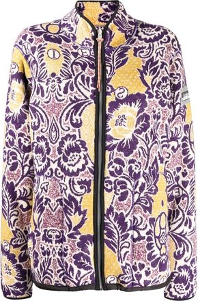 Aries floral-pattern zip-up cardigan - women - Polyester/Acrylic - M - Pink