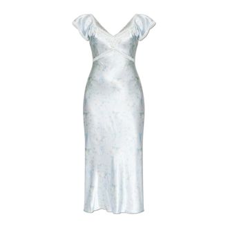 LoveShackFancy Eline Silk Dress - Dames - Casual kleedjes - Blauw - M - Leer - Kleedjes