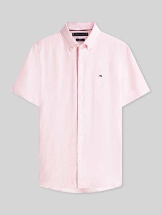 Tommy Hilfiger Regular Fit Kurzarmhemd aus reinem Leinen in Rosa, Gr&ouml;&szlig;e M