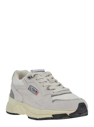 Autry Womens Sneakers With Leather Trim White Suede Cow Trainers