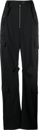 Christopher John Rogers wide-leg crepe cargo trousers - women - Wool/Polyester - 32 - Black