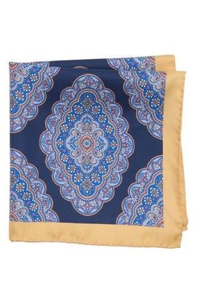 Robert Graham Medallion Silk Pocket Square in Navy/Yellow at Nordstrom Rack