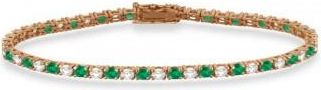 Allurez Alternating Diamond & Emerald Eternity Tennis Bracelet 14K Rose Gold (4.06ct)