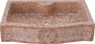 Biscottini International Biscottini - Fregadero De M&aacute;rmol Rojo De Cocina Lavabo De Encimera Fregadero De Piedra Lavabo De Interior Y Exterior Lavabo De Fuente