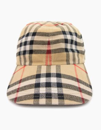 Burberry Mens Burberry Check Cotton Baseball Cap Archive Beige - Tan - Size: M