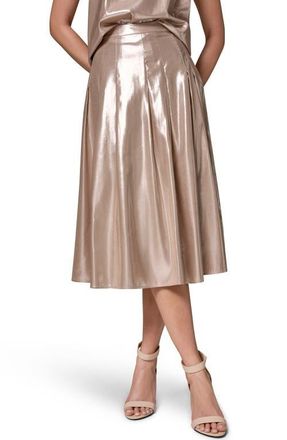 DKNY Shine Pleated Midi Skirt in Snow Petal/Silver at Nordstrom, Size 10