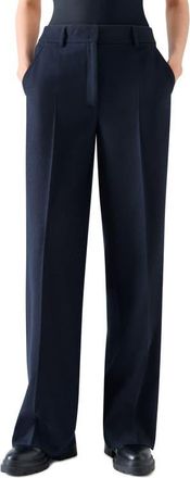 Akris Chiaro Virgin Wool Blend Straight Leg Pants in Navy at Nordstrom, Size 12