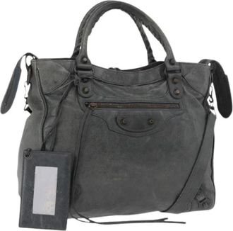 Balenciaga Pre-owned Vintage Crossbody Bag - Dames - Vintage Schoudertas - Grijs - ONE Size - Leer - Vintage