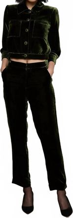 L'agence Rebel Velvet Trouser In Deep Olive