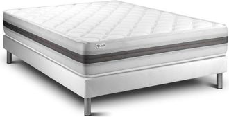 VITALIT Somier blanco + Colchón con espuma viscoelástica 150 x 190