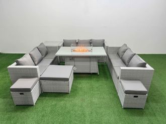 Fimous PE Rattan Set Outdoor Garden Furniture Set with 3 Seater Sofa in Light Grey