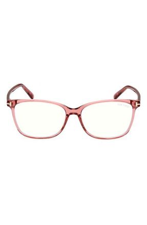 Tom Ford 56mm Rectangular Blue Light Blocking Glasses in Pink /Other at Nordstrom