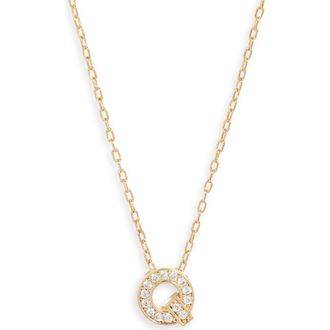 Nordstrom Pav&eacute; Cubic Zirconia Initial Necklace in Q- Clear- Gold at Nordstrom