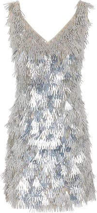 Paco Rabanne Zilveren V-hals Mouwloze Mini Jurk - Dames - Feestkleedjes - Grijs - S - Kleedjes
