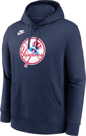 Nike New York Yankees Cooperstown Logo Club Nike Mens MLB Pullover Hoodie in Blue | NKDK44BN27-9N3