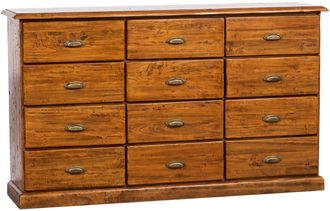 Biscottini International Cajonera De Estilo Country De Madera Maciza De Tilo Acabado Con Efecto Nogal 170x40x100 Cm