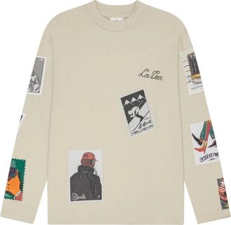 Les Deux Stamp Ls Long Sleeve Top - Heren - Longsleeves - Beige - S - Katoen - Tops