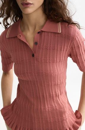 Scotch & Soda Ripple Stitch Knit Polo Top in Withered Rose at Nordstrom, Size X-Large