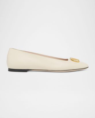 Valentino Garavani VLogo Signature Leather Ballerina Flats