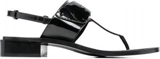 Ferragamo Womens Logo-Plaque Detail Thong Sandals In Black