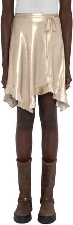 Zadig&Voltaire Jetos Asymmetric Metallic Satin Skirt in Gold at Nordstrom, Size 10 Us
