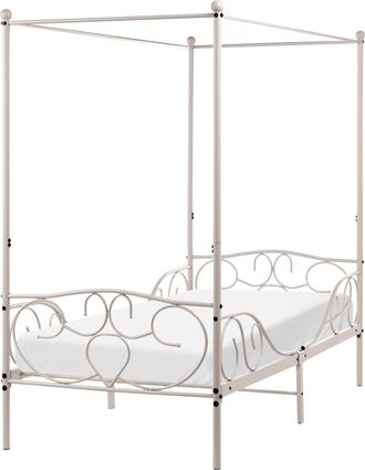 Beliani Cama Con Dosel Decorativo Somier De Barras De Metal 90 X 200 Cm Beige Sormery