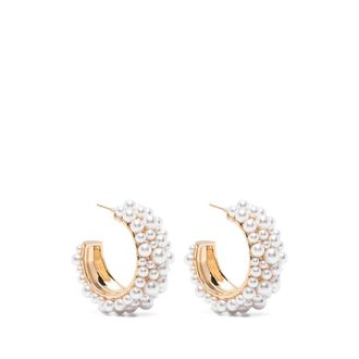 Self Portrait Pearl-embellished Hoop Earrings