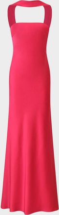 Halston Heritage Vali Open-Back Crepe Back Satin Gown