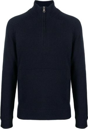 J.Lindeberg Blauwe Half Zip Sweater Casual Stijl - Heren - Coltruien - Blauw - S - Wol - Truien & Vesten