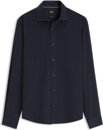BOSS Regular-fit shirt in cotton baby corduroy