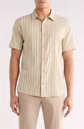 Roark Bless Up Short Sleeve Button-Up Shirt in Beige Stripe at Nordstrom, Size Xx-Large