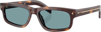 Prada Sunglasses, unisex, Brown, Size: 57 MM Rectangular Acetate Sunglasses