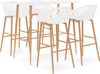vidaXL Mesa Alta Y Taburetes De Bar De 5 Piezas Blanco Vidaxl