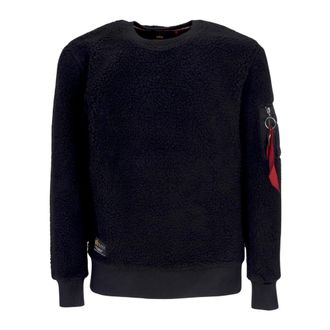 Alpha Industries Gezellige Teddy Crewneck Sweatshirt - Heren - Sweatshirts - Zwart - XL - Hoodies & sweatvesten