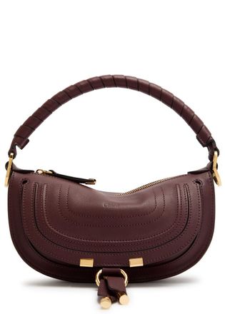 Chlo&eacute; Marcie Mini Leather Shoulder bag - Dark Purple - One Size