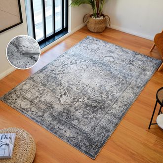 My Home Teppich »Kylan, Hoch-Tief-Struktur, dezenter Glanz« rechteckig 9 mm Höhe dezenter Glanz, Schrumpf-Garn-Effekt, im Vintage-Look, dichte Qualität