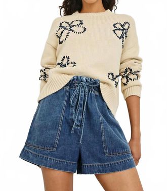 Rails Zoey Sweater In Ivory Navy Stitched Daises