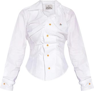 Vivienne Westwood Shirt met strikkraag - Dames - Overhemden - Wit - S - Katoen - Overhemden