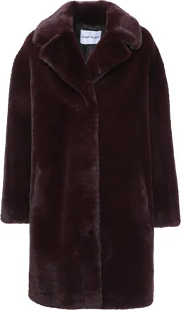Stand Studio Camille Cocoon Coat with Plush Faux Fur and Classic Lapel