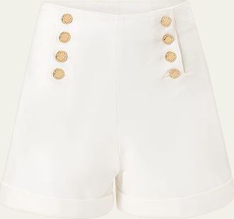 Carolina Herrera High-Rise Button-Front Sailor Shorts