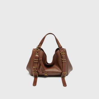 Diesel D-One-Medium top-handle bag in treated leather - Handbags - Unisex - Brown