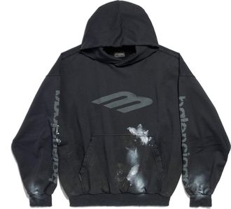 Balenciaga (WMNS) Balenciaga 3B Stencil Hoodie Medium Fit Black 767877TQVT71083