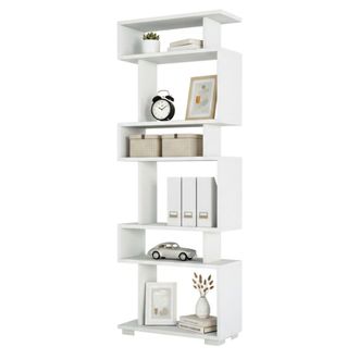 Dmora Estante Para Libros Dpeeter, Estante De Oficina, Porta Libros M&oacute;vil, Biblioteca, 60x20h165 Cm, Blanco - Dmora