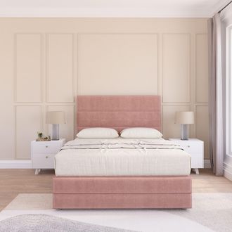 Sloomy Monaco Divan Bed Set With No drawers & Matching Footboard - Plush Velvet in Pink | Size: Small Single