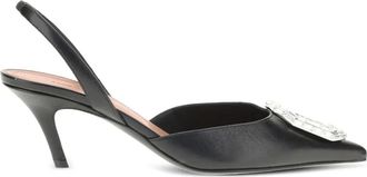 Amina Muaddi Slingback pumps verfraaid met stras - Zwart