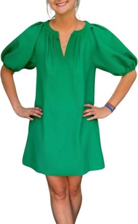 Jade Yoga Pleated Sleeve Dress In Green