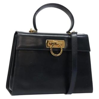 Ferragamo Pre-owned Handbags, female, Black, Size: ONE SIZE Pre-owned Leather Handbag