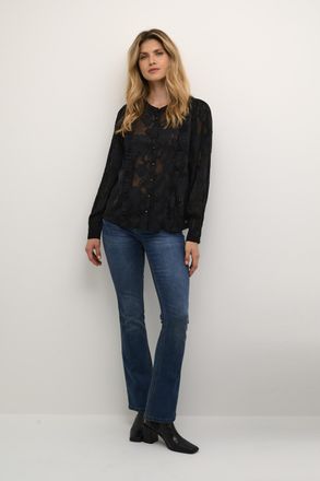 Cream Blouse met lange mouwen Straight fit black
