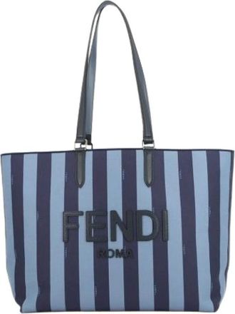 Fendi Pre-owned Tote Bags, female, Blue, Size: ONE SIZE Pre-owned Canvas Tote Bag