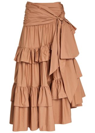 Chlo&eacute; Tiered Cotton-poplin Maxi Skirt - Light Pink - 40 (UK12 / M)
